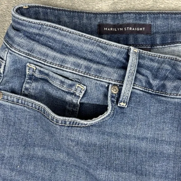 NYDJ Jeans Womens 14 Blue Marilyn Straight Lift Tuck Denim Stretch Medium Wash - Picture 5 of 14